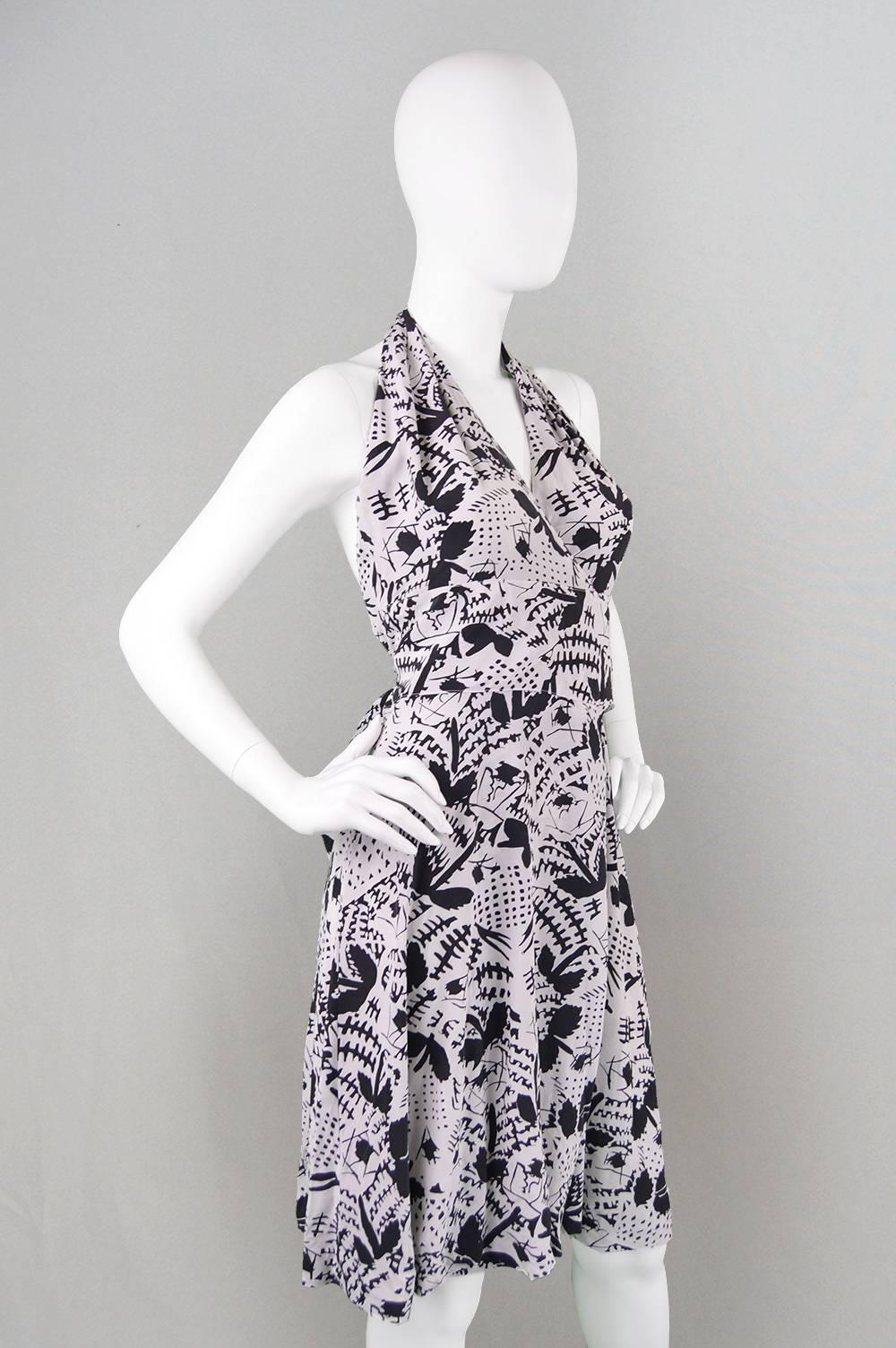 Emmanuelle Khanh Silk Crepe Vintage Halterneck Wrap Dress, 1980s at 1stDibs