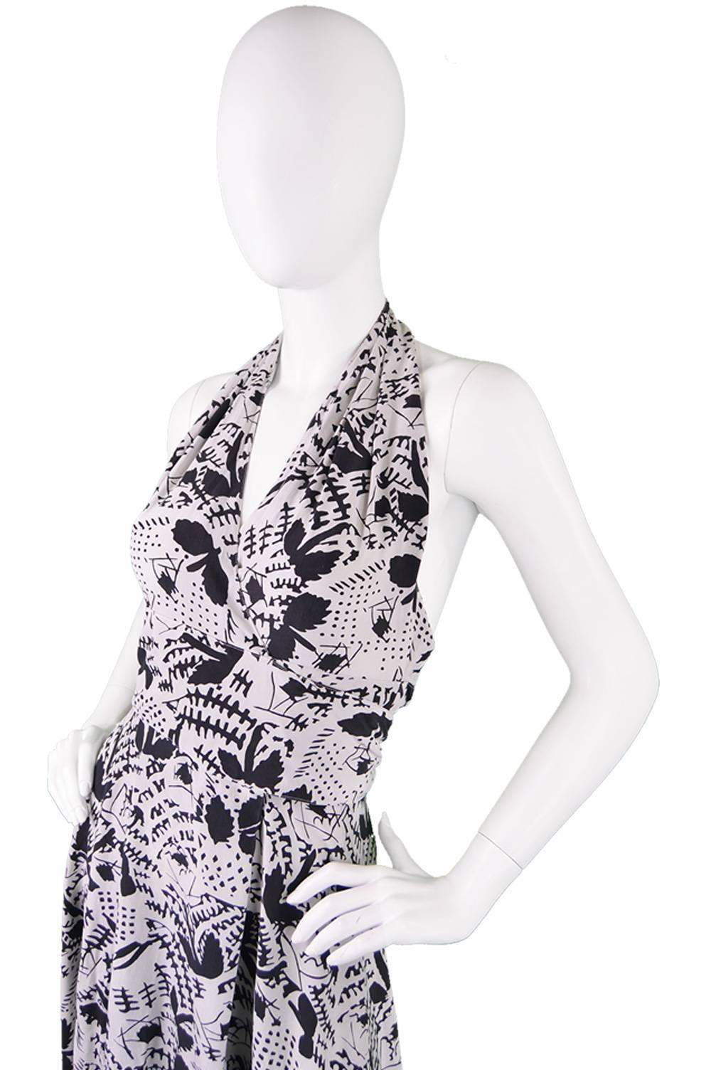Gray Emmanuelle Khanh Silk Crepe Vintage Halterneck Wrap Dress, 1980s 