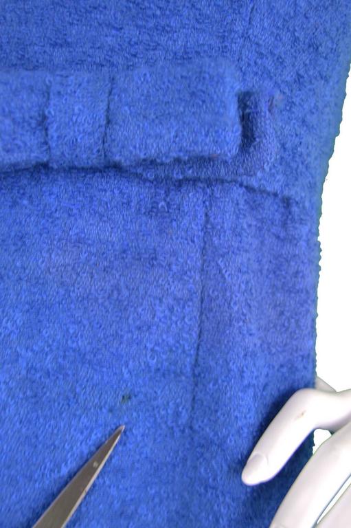Vintage 1960's Jacques Heim Blue Boucle Wool Wiggle Dress For Sale 2