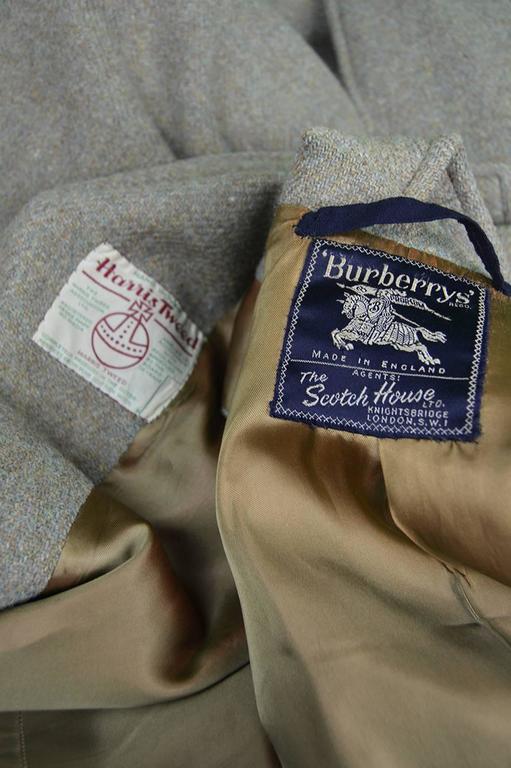 Vintage 1960''s Burberry Harris Tweed Men''s Cape Coat For Sale at 1stDibs