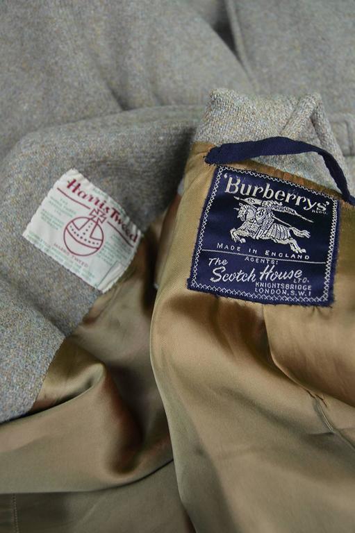 Vintage 1960's Burberry Harris Tweed Men's Cape Coat For Sale at