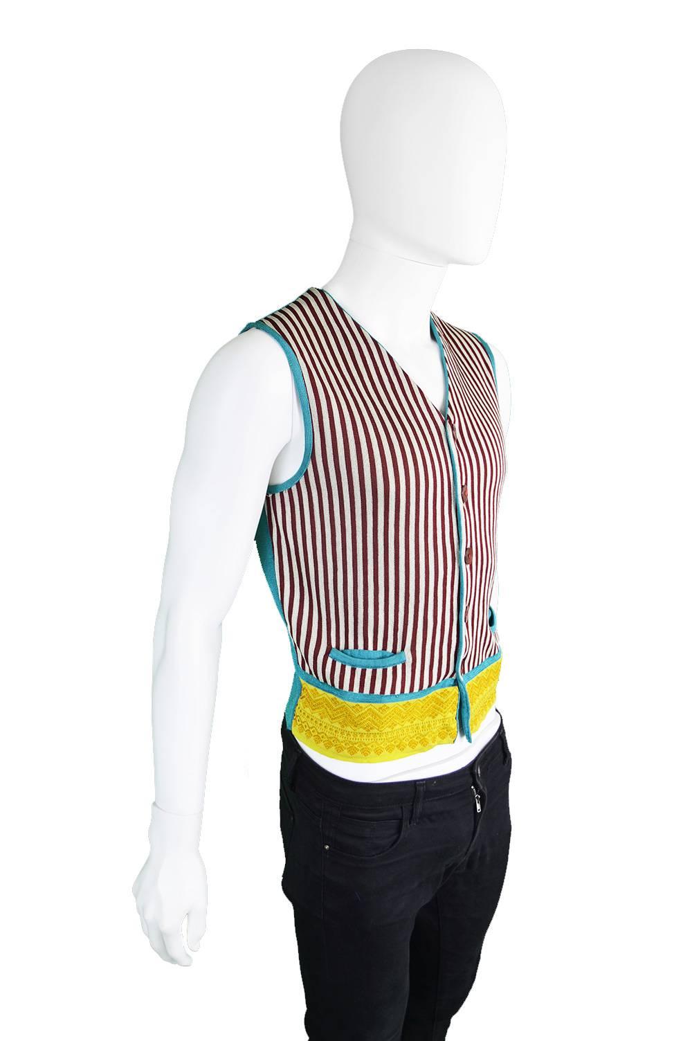 Vintage 1990s Jean Paul Gaultier Mens Knit Sweater Vest In Excellent Condition In Doncaster, South Yorkshire