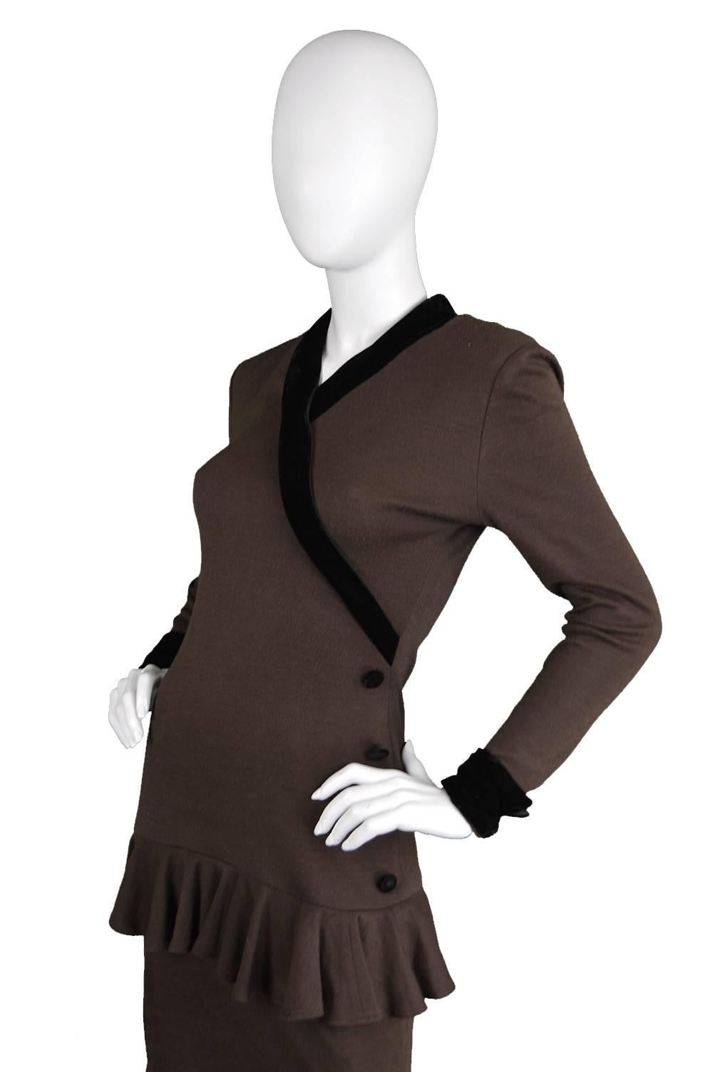 Women's Vintage 1980s Oscar de la Renta Miss O Brown Knit Dress