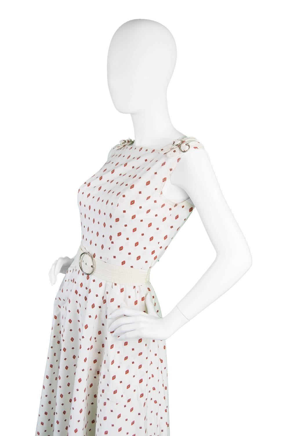 Women's Vintage 1960s Louis Feraud White Cotton Space Age Mod Dress