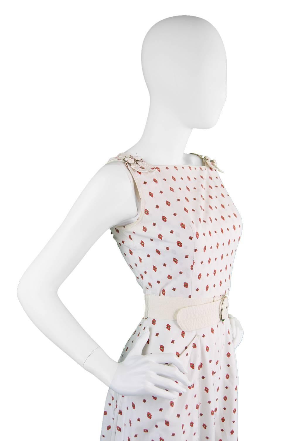 Gray Vintage 1960s Louis Feraud White Cotton Space Age Mod Dress