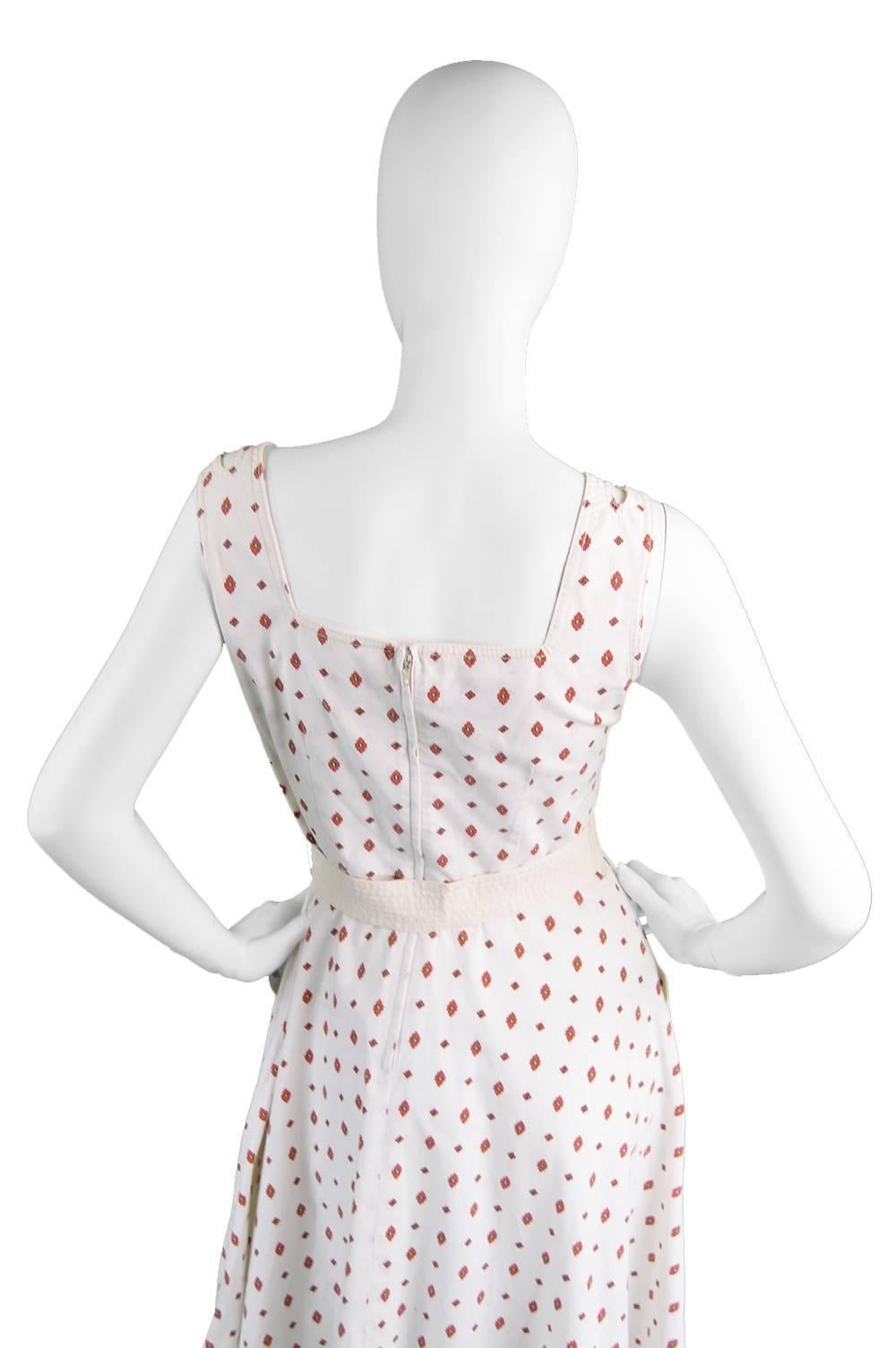 Vintage 1960s Louis Feraud White Cotton Space Age Mod Dress 2