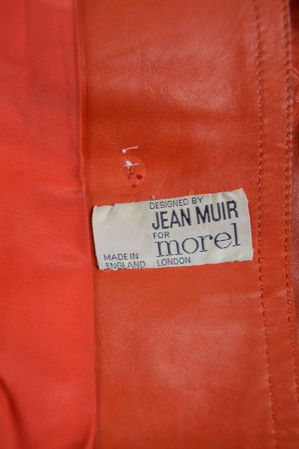Vintage 1970s Jean Muir Red Leather Belted A-Line Dress for Morel London 3