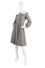 1970s Geoffrey Beene Vintage Black & White Wool Dress with Houndstooth Pattern