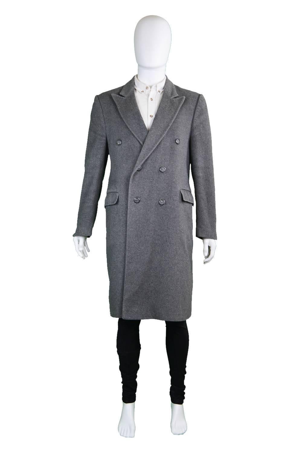 An incredible vintage men's overcoat from the late 1960s by highly collectible Carnaby Street label, Take 6. With peaked lapels, a double breasted fastening this mod coat is the perfect addition to any serious Carnaby Street collector's collection -
