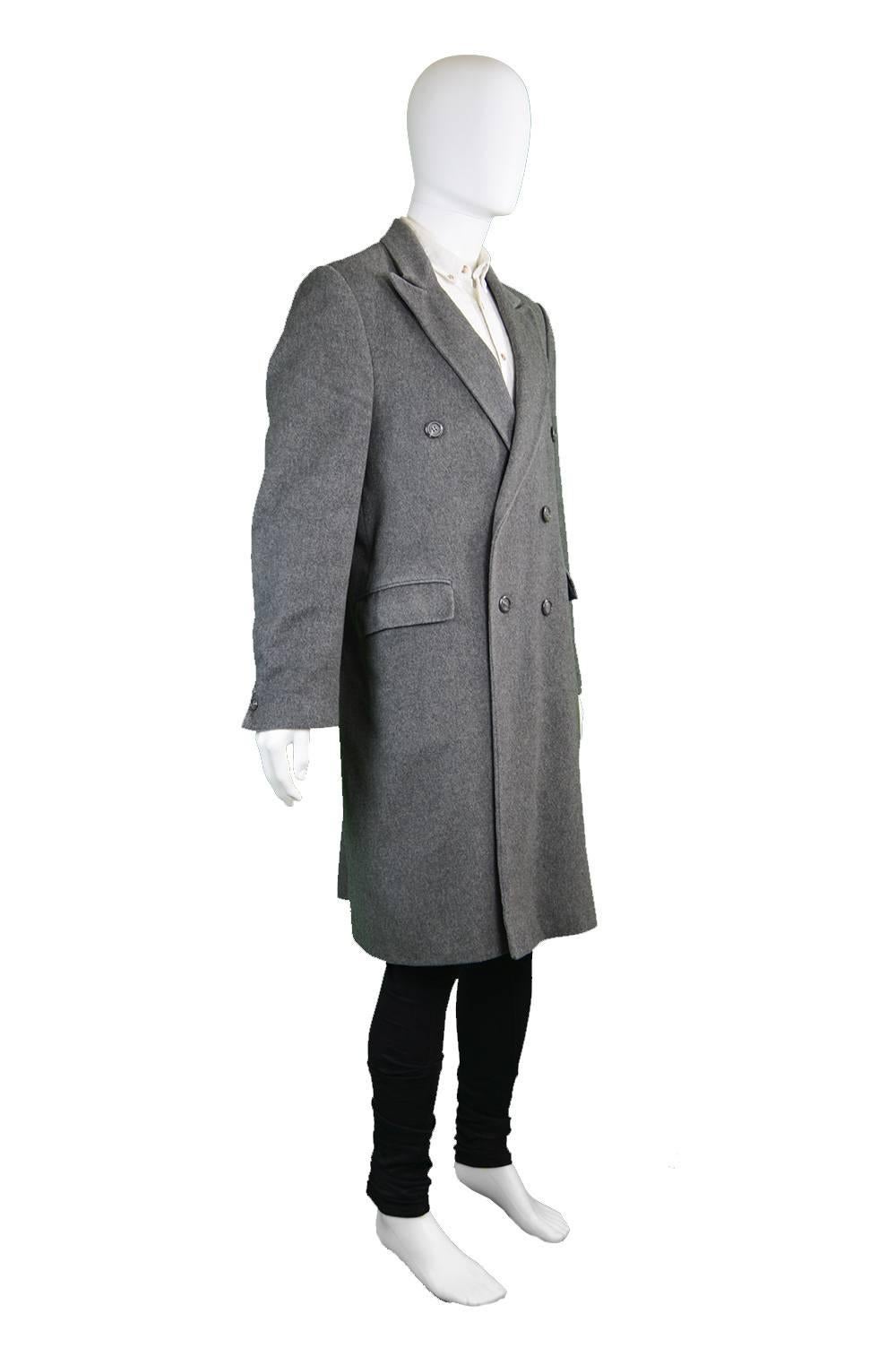 Gray 1960s Take 6 Carnaby Street Mens Wool & Cashmere Coat Vintage 