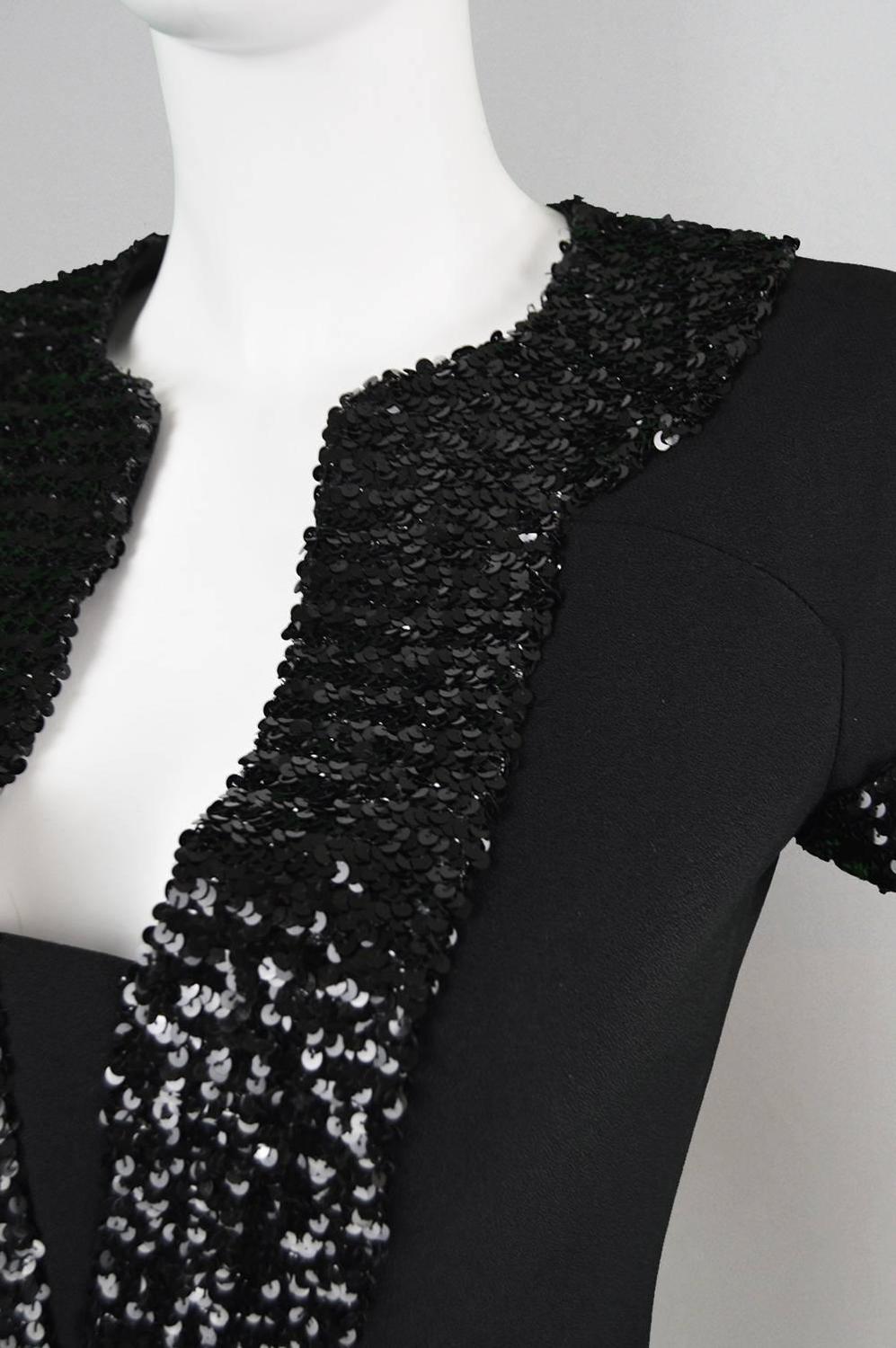 1960's Early Emanuel Ungaro Vintage Beaded Black Crepe Dress For Sale ...