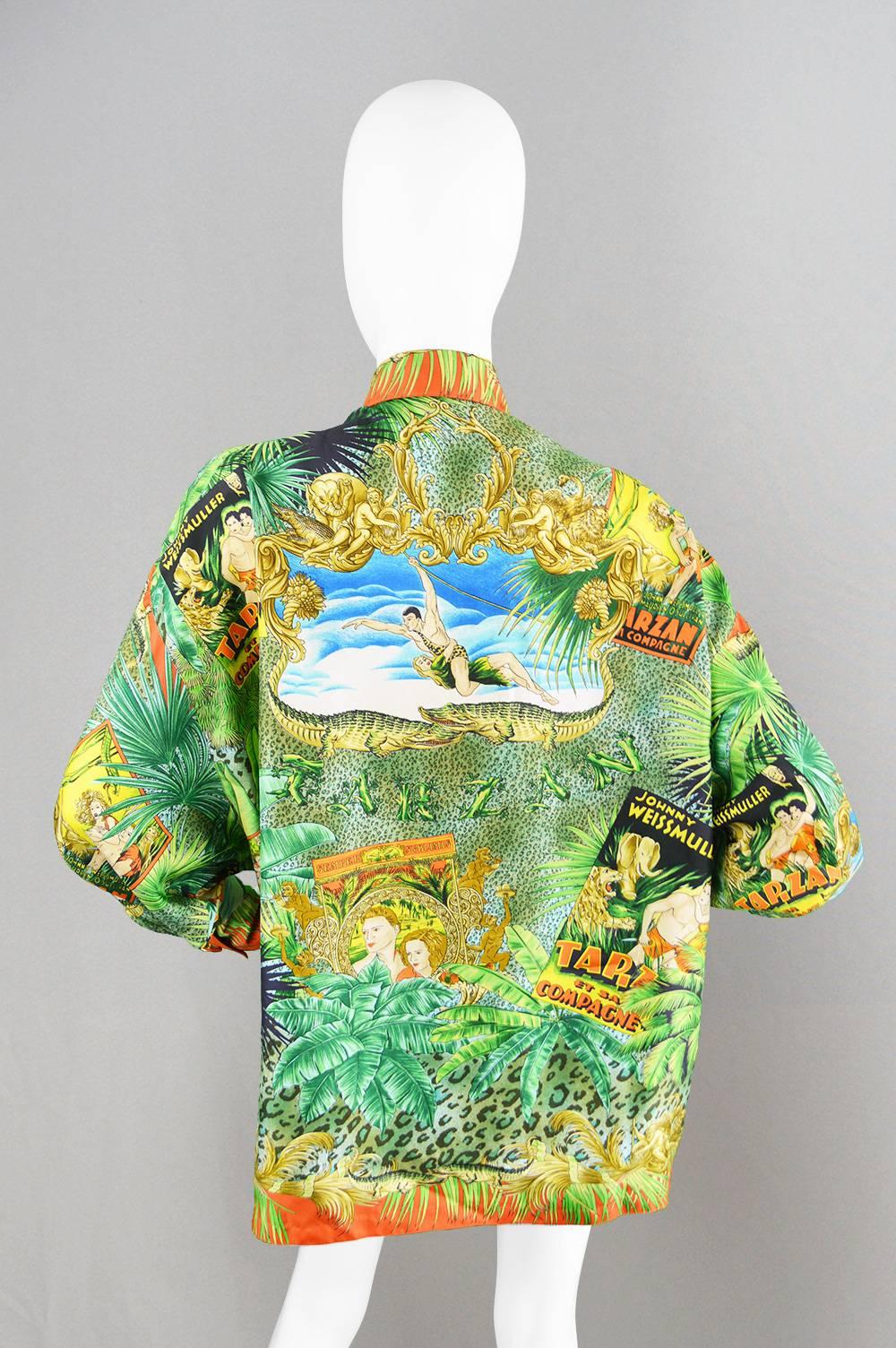 1993 Gianni Versace Couture Iconic Tarzan Print Silk Shirt 1