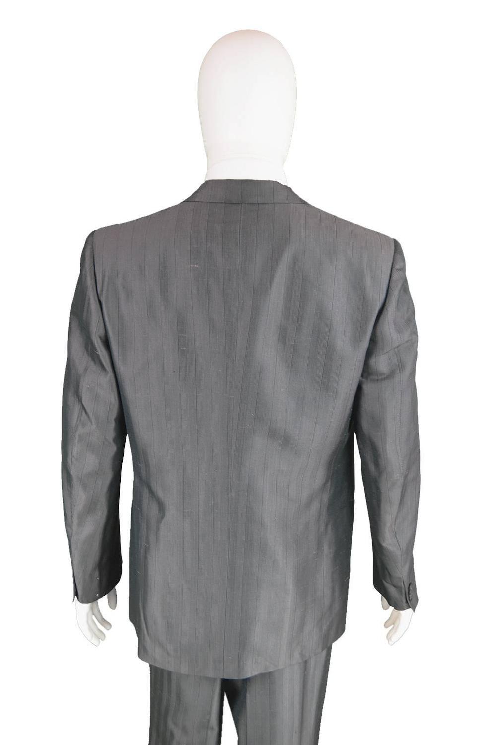 1980s Christian Dior Monsieur Mens Grey Silk 2pc Suit at 1stdibs