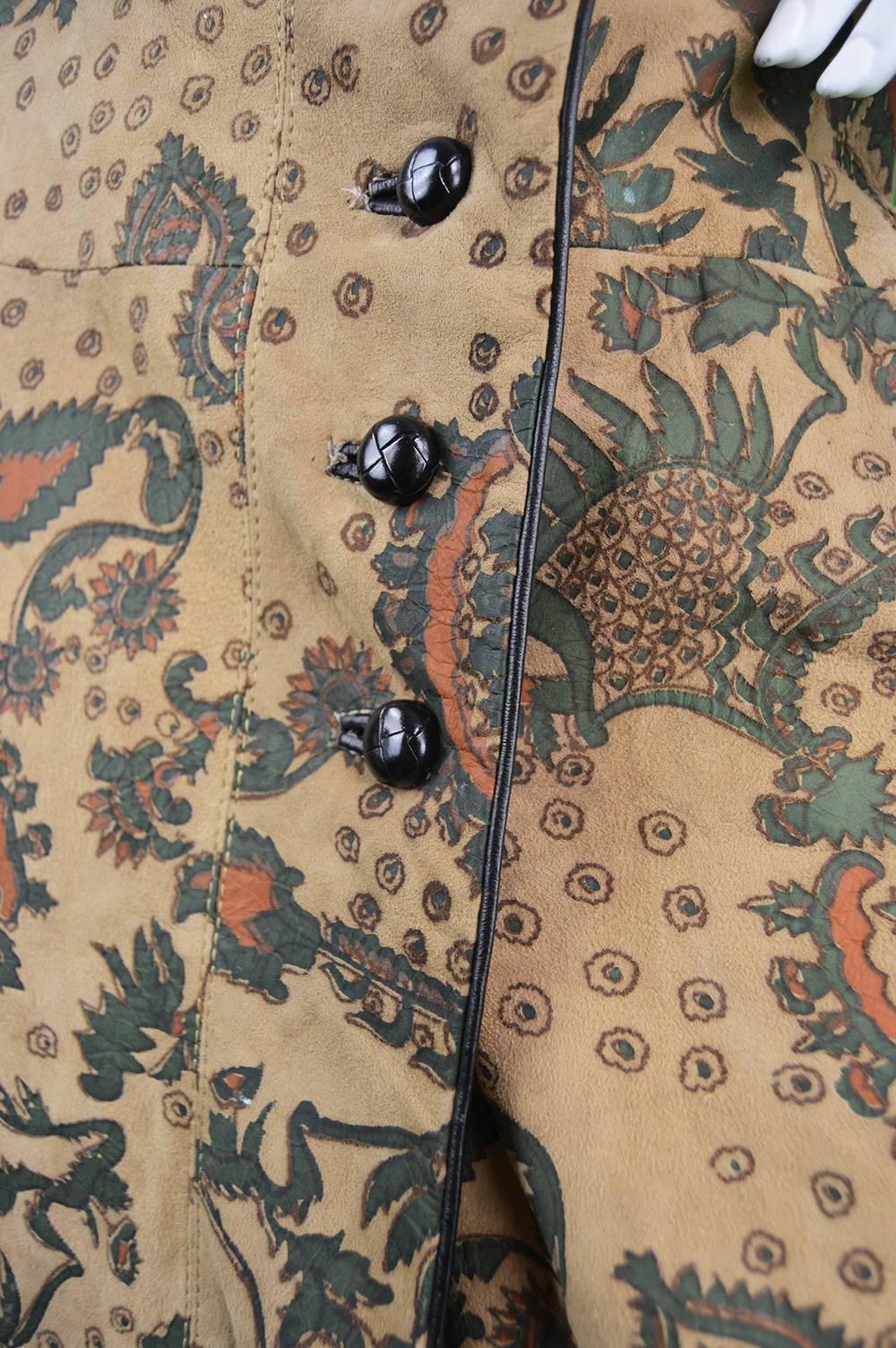 Women's 1970s Geoffrey Beene Bazaar Vintage Paisley Maxi Suede Skirt