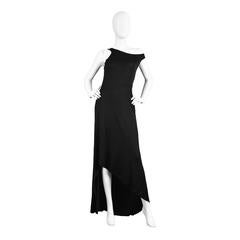 Gianni Versace Couture Slinky Black Asymmetrical Evening Gown, 1990s