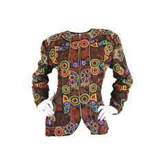 1980s Naeem Khan Heavily Beaded & Embroidered Vintage Silk Trophy Jacket