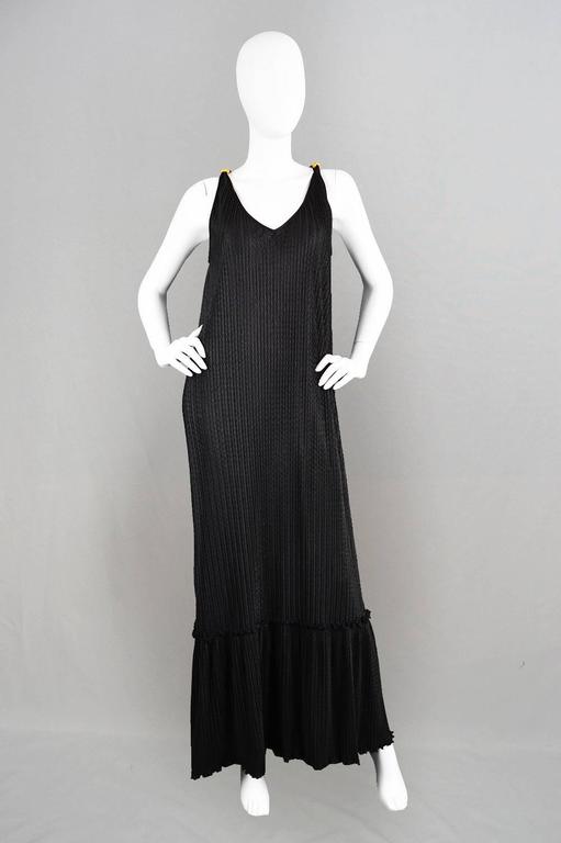 Mary McFadden 1980s Vintage Black Pleated Grecian Column Dress For Sale ...