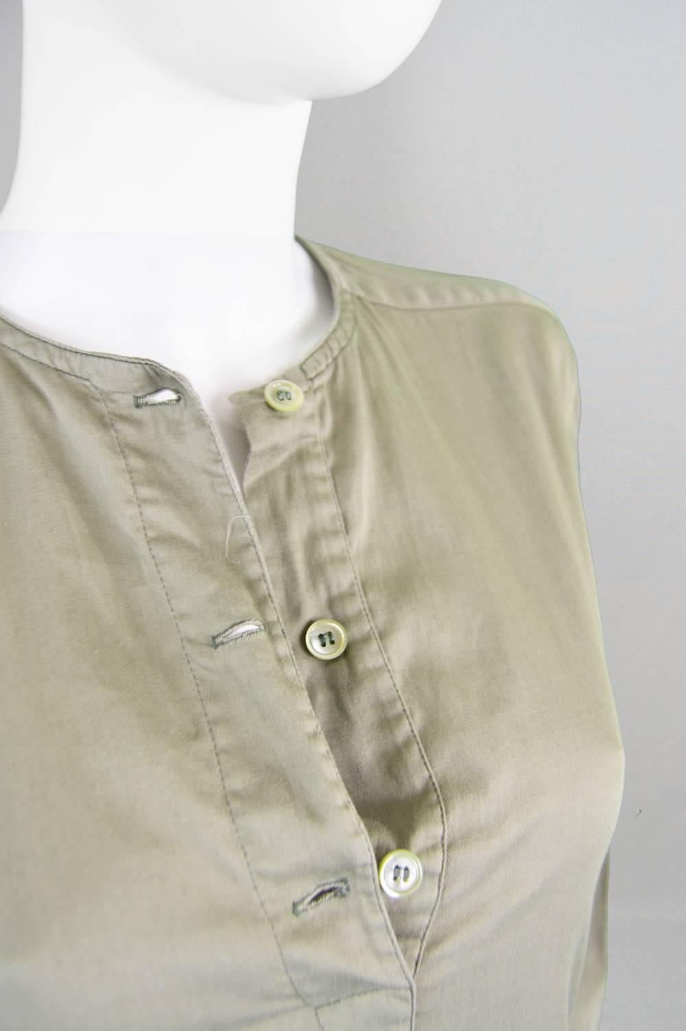 Kenzo Jap 1970s Vintage Minimalist Cotton Shift Dress with Oversized Pockets 1