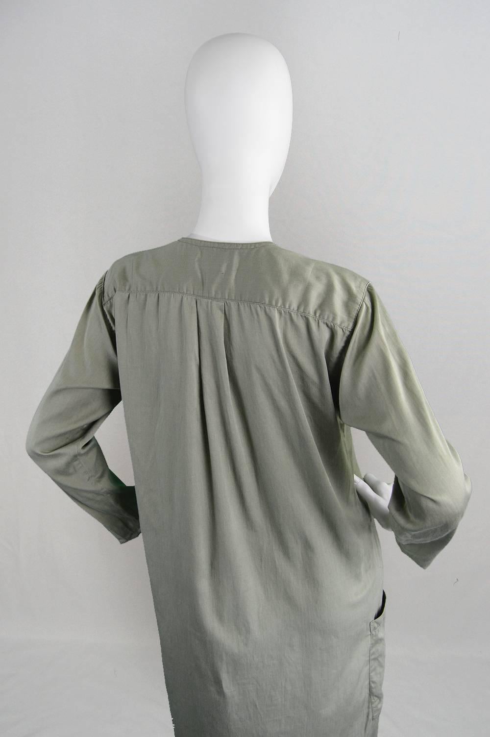 Kenzo Jap 1970s Vintage Minimalist Cotton Shift Dress with Oversized Pockets 3