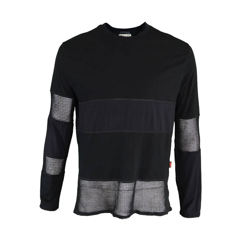 Jean Paul Gaultier Vintage 1990s Mens Black Long Sleeve T Shirt with Mesh  Panels For Sale at 1stDibs