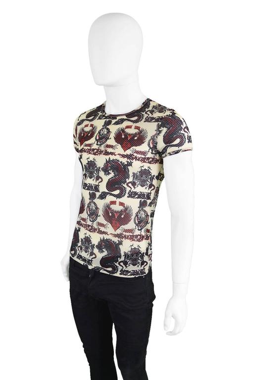 Jean Paul Gaultier 1990s Vintage Mens Unisex Mesh Dragon Tattoo