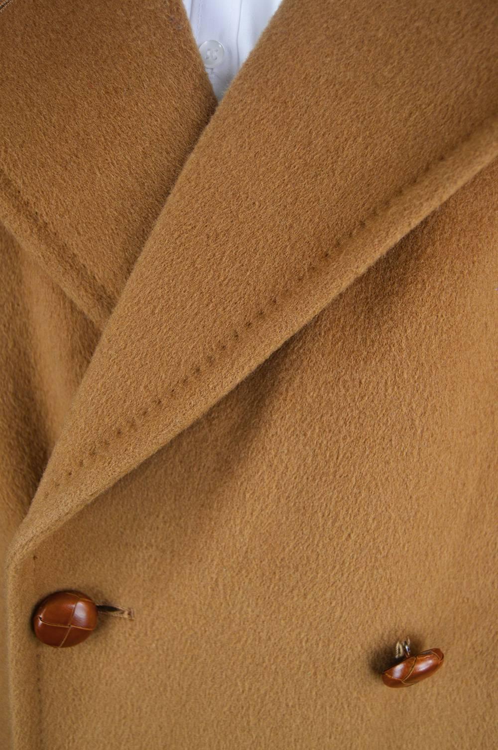 Valentino Uomo 1980s Men's Soft Wool Classic Vintage Camel Overcoat 1