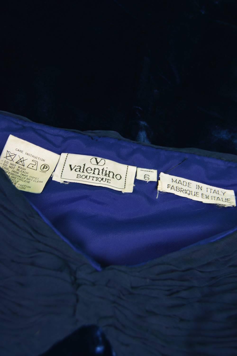 Valentino A/W 1991 Midnight Blue Velvet & Silk Chiffon Boutique Cocktail Dress 1