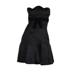 Retro Chanel Strapless Silk Little Black Dress with Scalloped Bust, A/W 1990 
