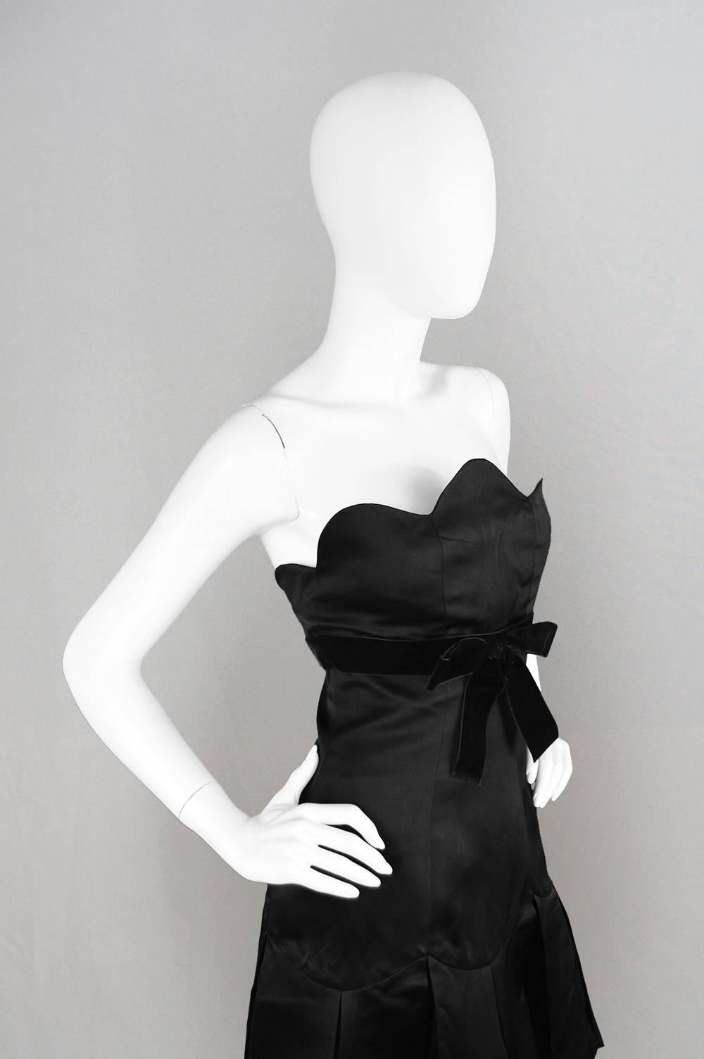 Chanel Strapless Silk Little Black Dress with Scalloped Bust, A/W 1990  1