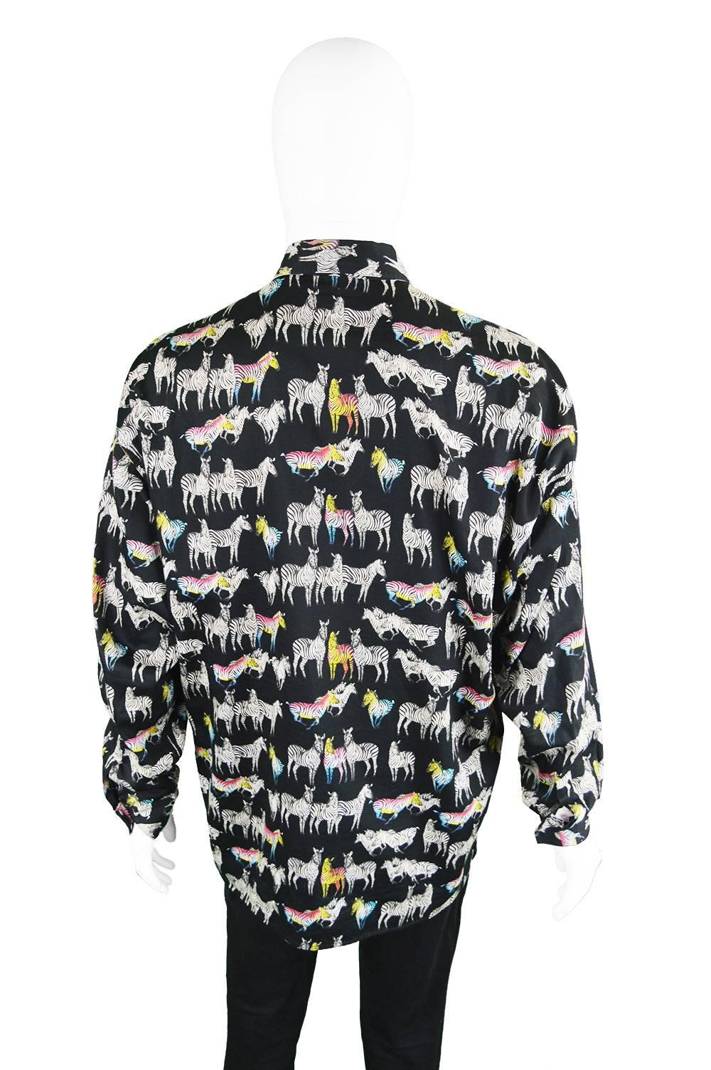 Versace Jeans Couture Rainbow Zebra Men's Cotton Shirt. Made in Italy, 1990s 1