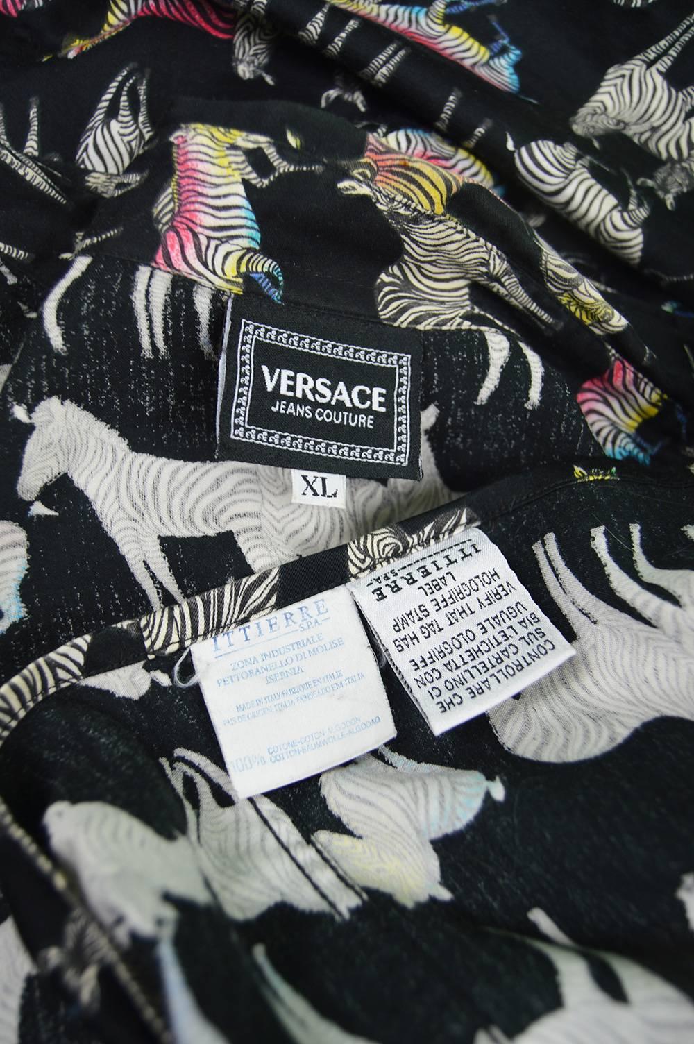 Versace Jeans Couture Rainbow Zebra Men's Cotton Shirt. Made in Italy, 1990s 2