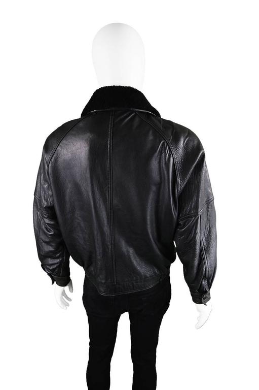 Valentino Uomo Men's Leather Aviator Jacket with Shearling