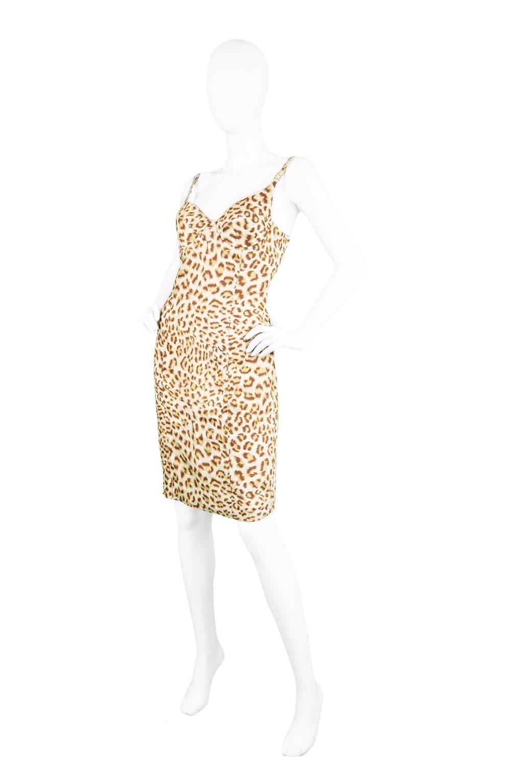 Vintage Escada Leopard Print Party Dress with Sculpted Bust, 1980s 2