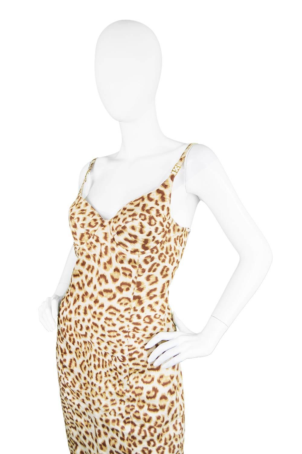 Vintage Escada Leopard Print Party Dress with Sculpted Bust, 1980s 3