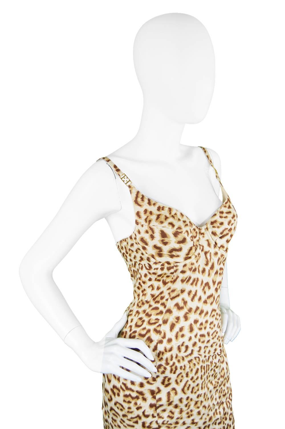 Women's Vintage Escada Leopard Print Party Dress with Sculpted Bust, 1980s