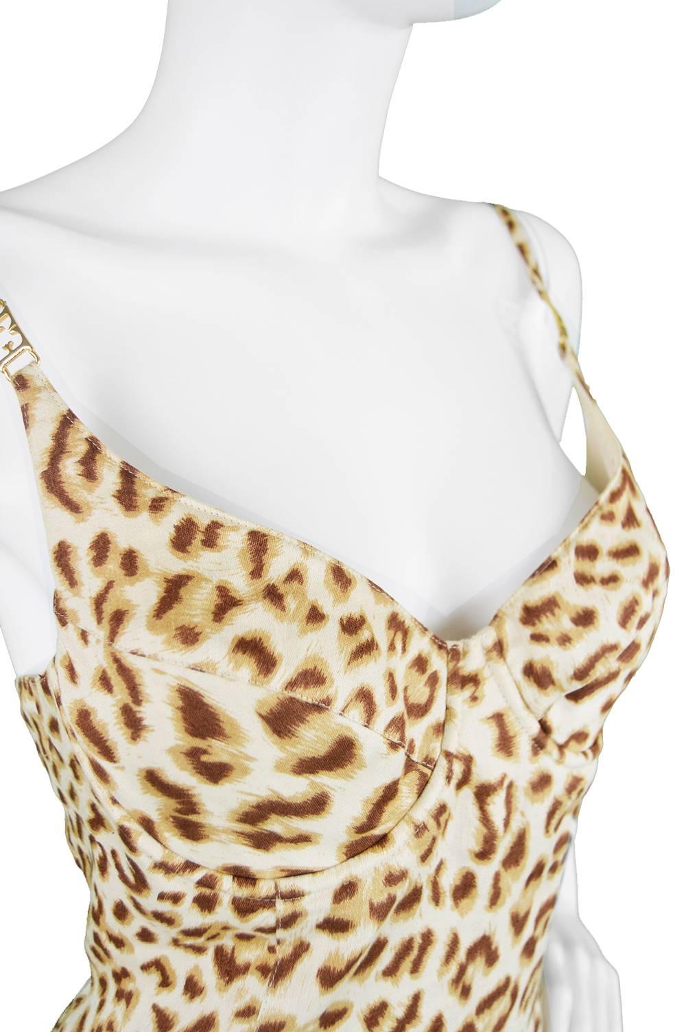 Vintage Escada Leopard Print Party Dress with Sculpted Bust, 1980s 1