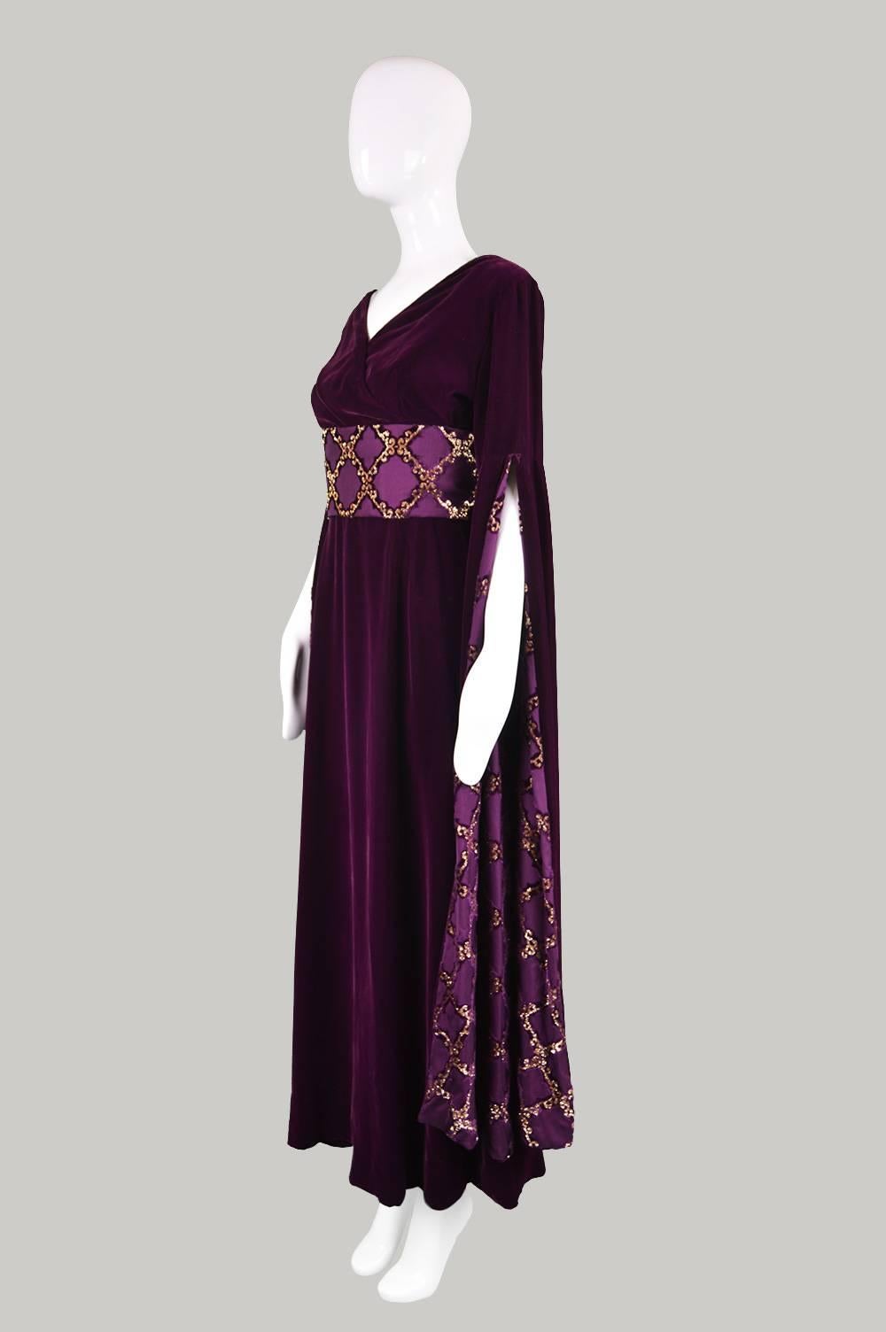 Troubadour Renaissance Inspired Velvet & Brocade Evening Gown, c. 1970 1