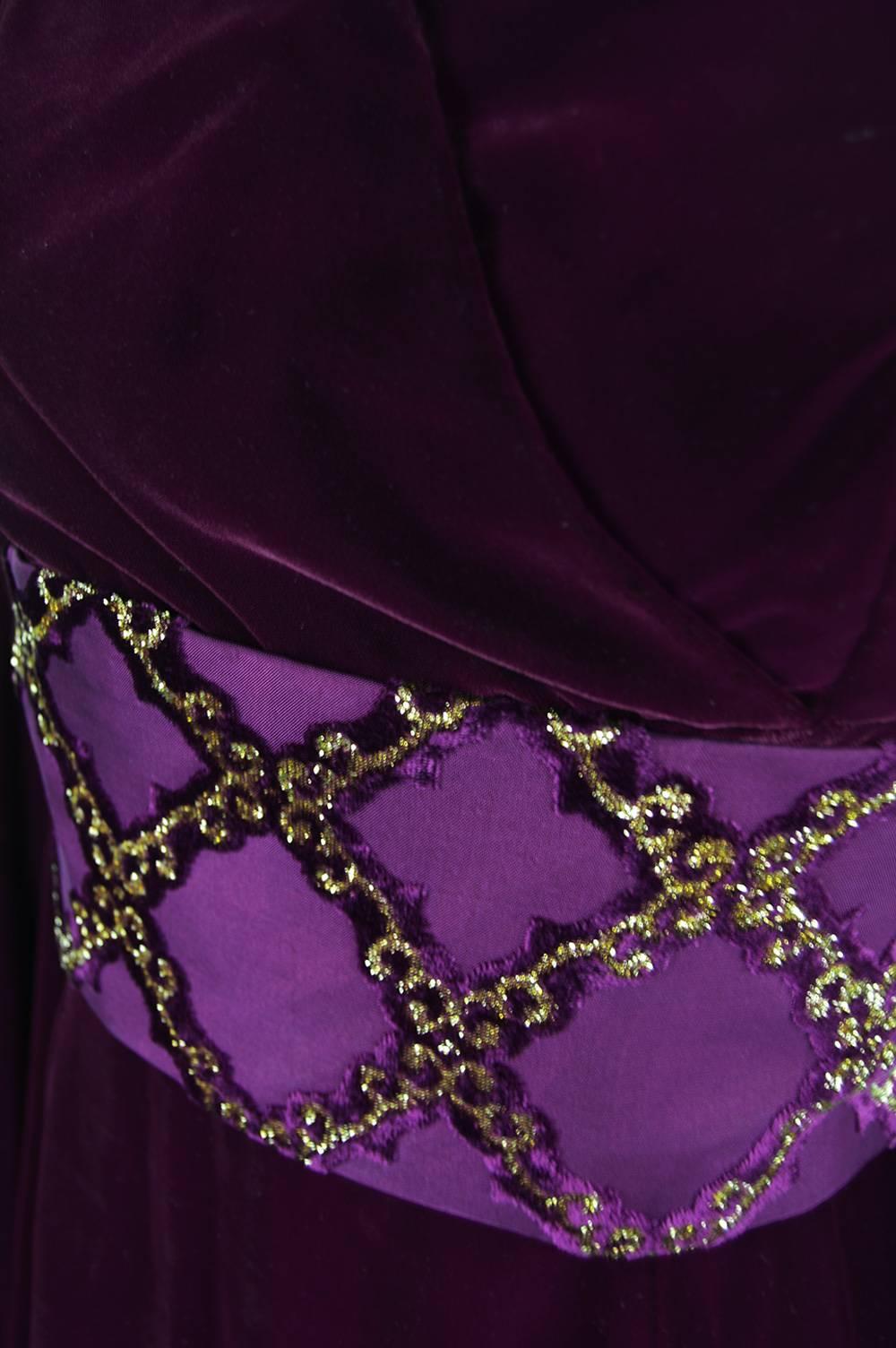 Troubadour Renaissance Inspired Velvet & Brocade Evening Gown, c. 1970 2