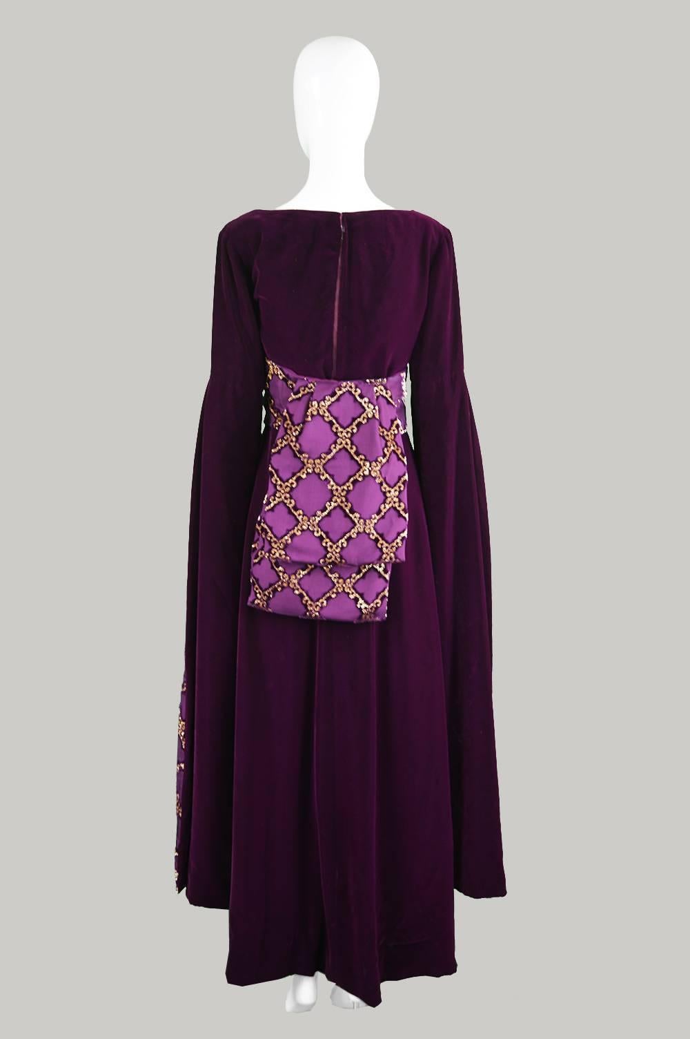 Troubadour Renaissance Inspired Velvet & Brocade Evening Gown, c. 1970 3