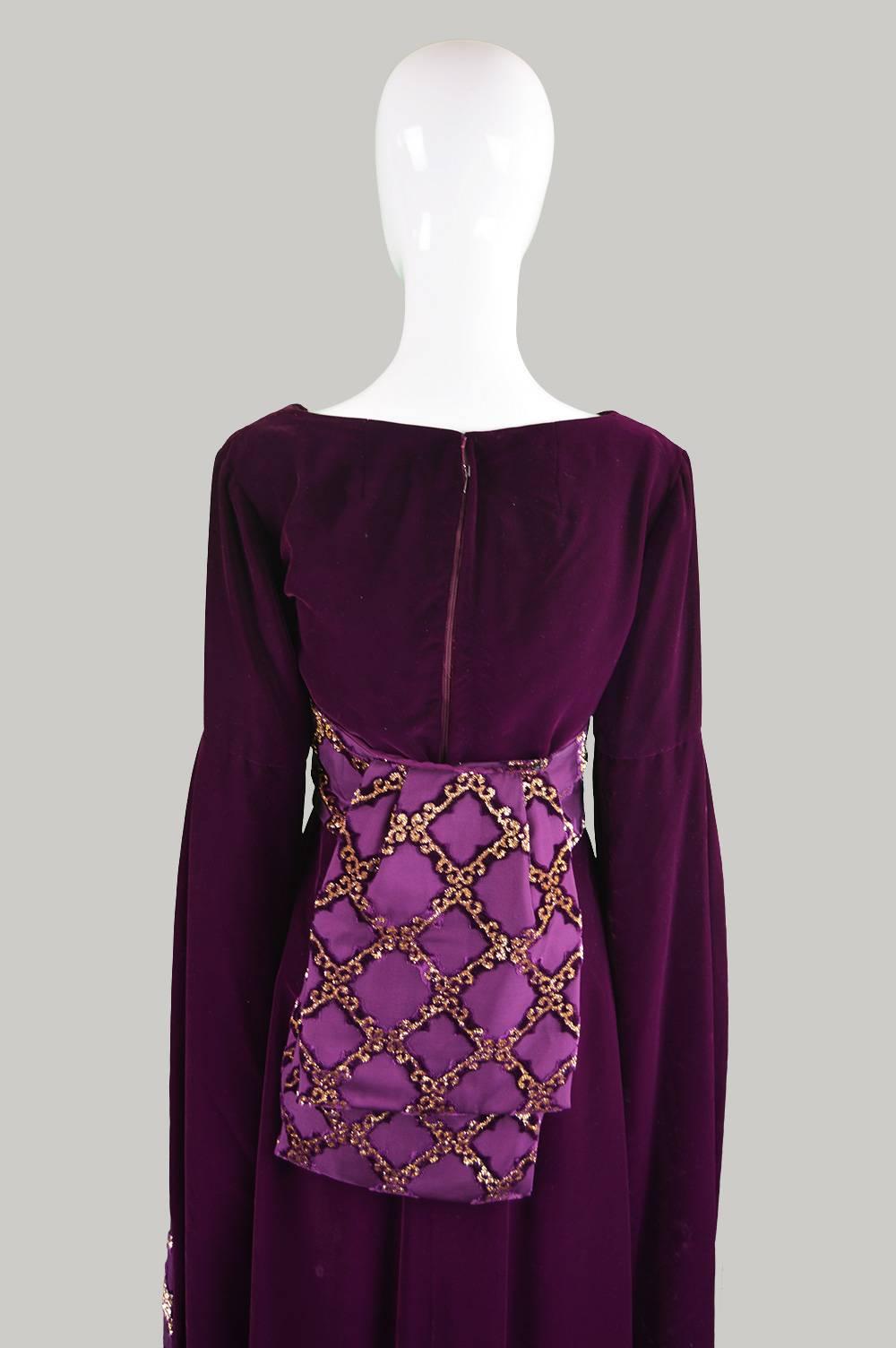 Troubadour Renaissance Inspired Velvet & Brocade Evening Gown, c. 1970 4