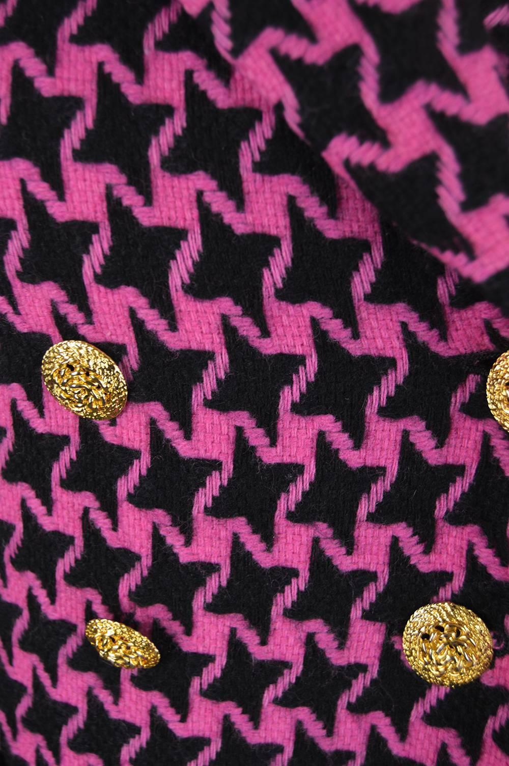 Women's Charles Jourdan 1980s Pink & Black Vintage Wool Blazer