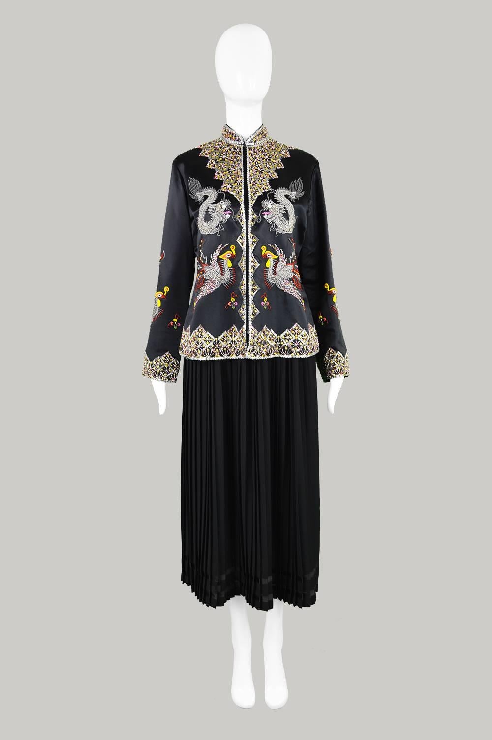 An incredible oriental inspired vintage jacket from the 1960s by high quality and very collectible label, Dynasty. These hand beaded garments from the British crown colony of Hong Kong are so sought after for their quality and luxurious feel.
