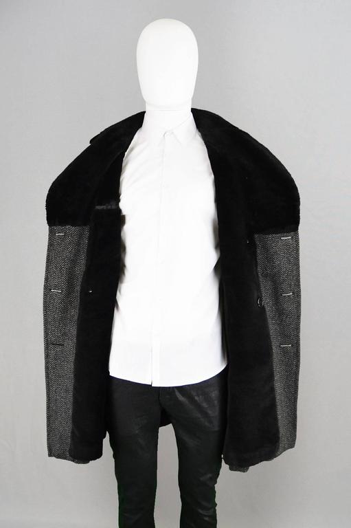 Aquascutum Men's Wool Herringbone Overcoat with Faux Fur Collar, 1960s