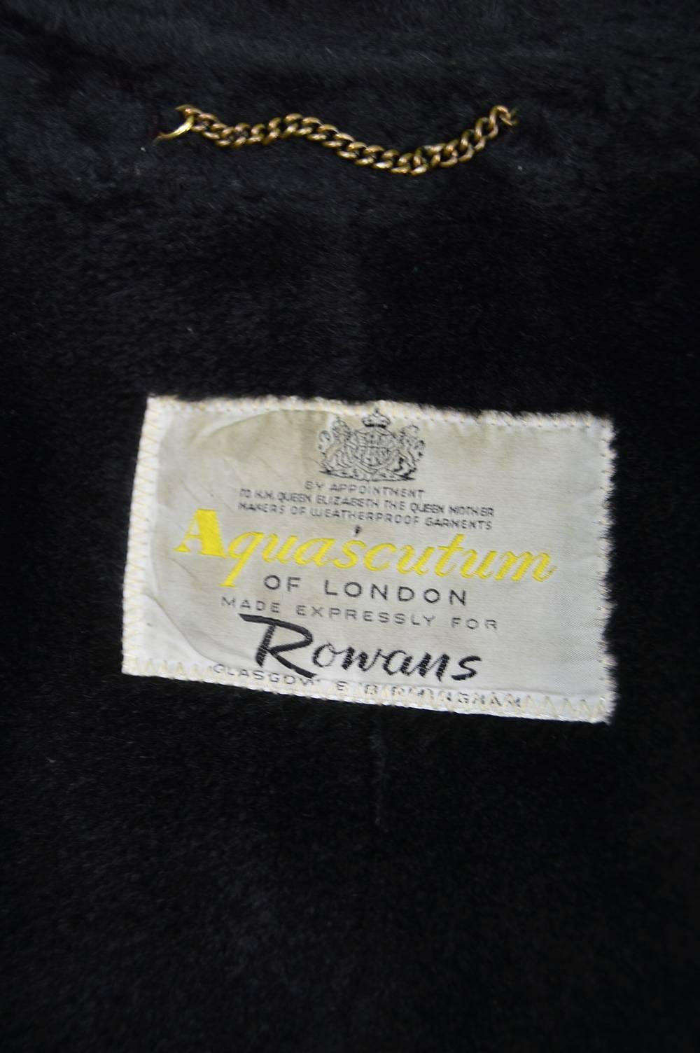 Aquascutum Men's Wool Herringbone Overcoat with Faux Fur Collar, 1960s In Excellent Condition For Sale In Doncaster, South Yorkshire