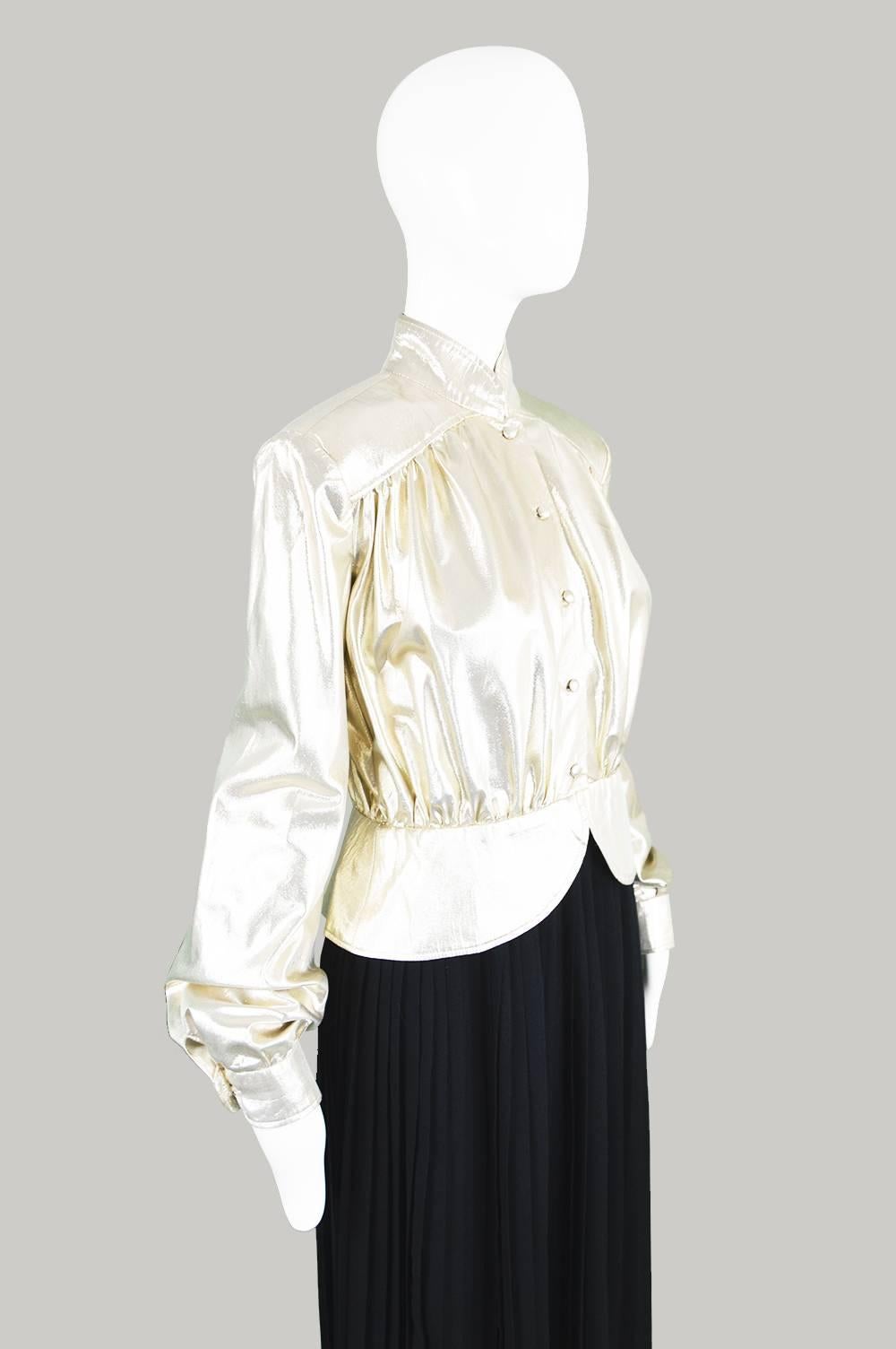 Women's Yuki of London Metallic Pale Gold Lamé Jacket, 1970s For Sale