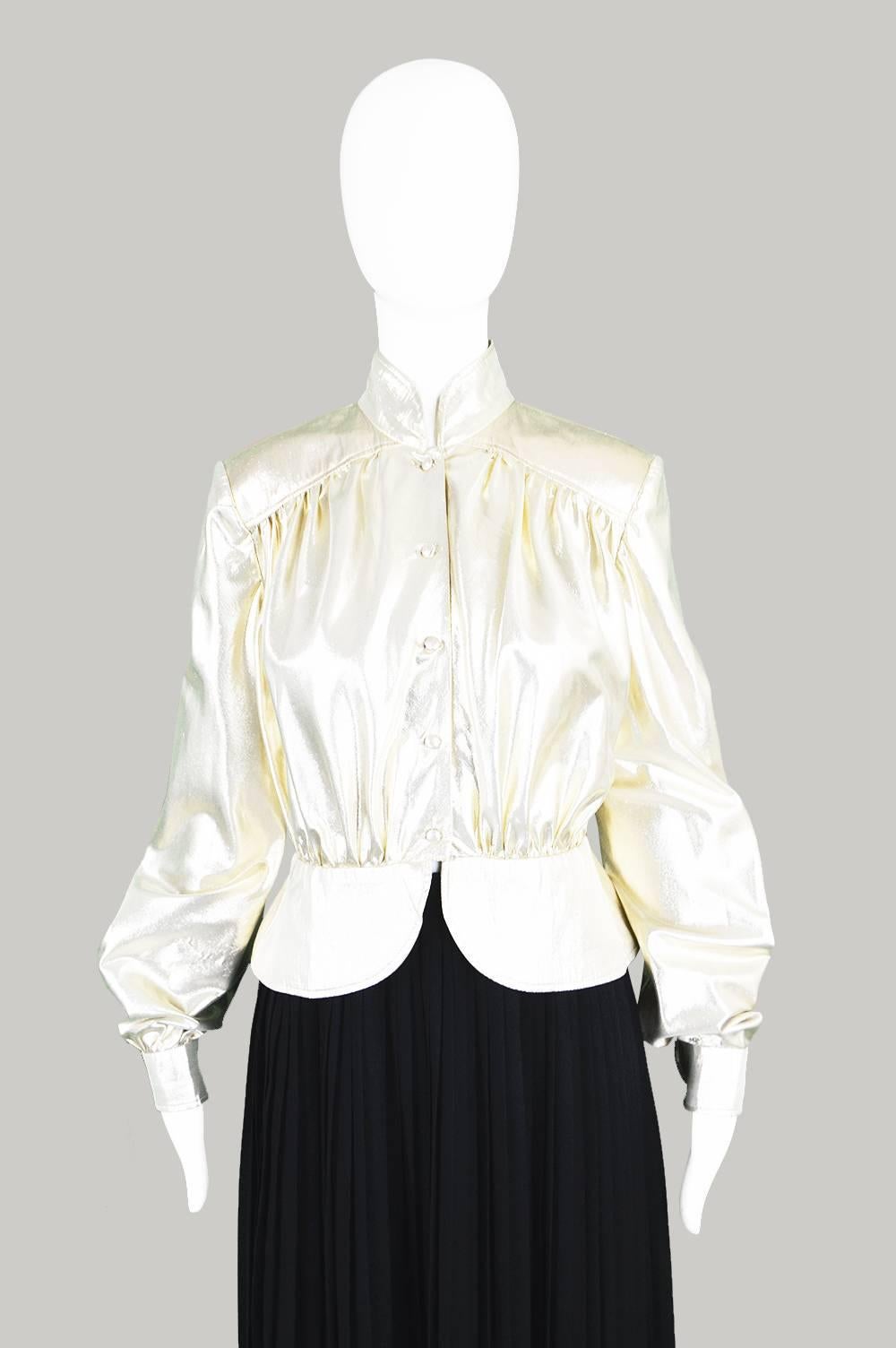 Yuki of London Metallic Pale Gold Lamé Jacket, 1970s In Excellent Condition For Sale In Doncaster, South Yorkshire