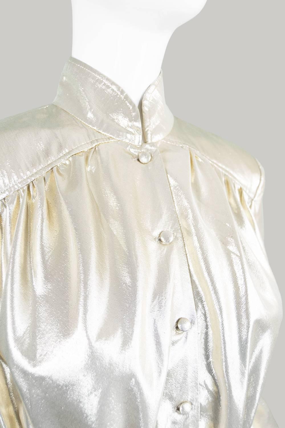 Yuki of London Metallic Pale Gold Lamé Jacket, 1970s 1