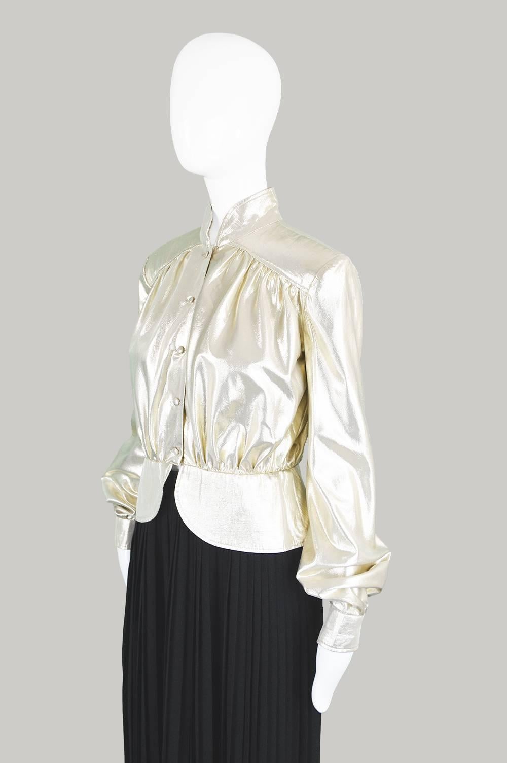 Yuki of London Metallic Pale Gold Lamé Jacket, 1970s For Sale 2