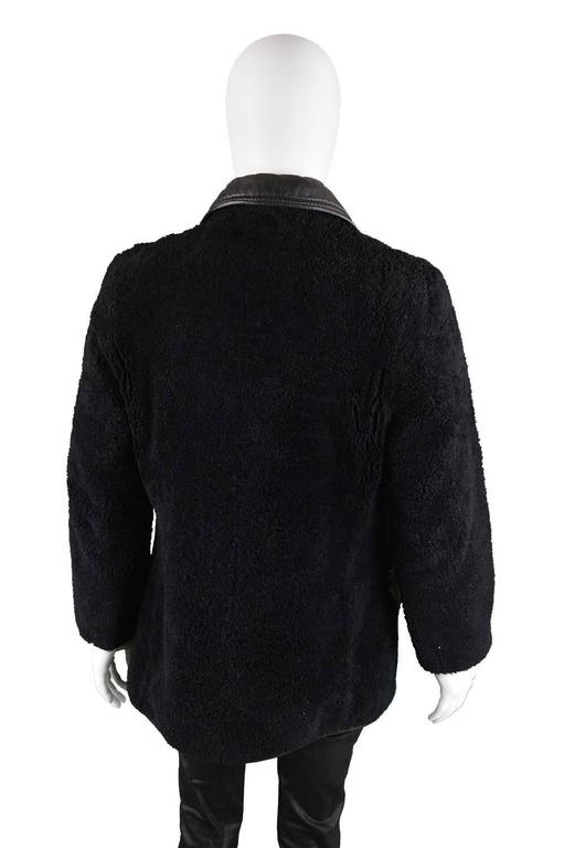 Men's Vintage Black Shearling and Leather Coat, 1960s For Sale at ...