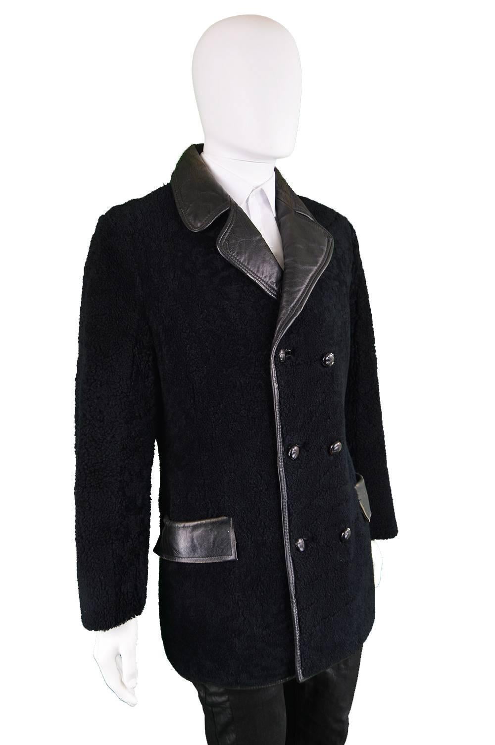 vintage black shearling coat